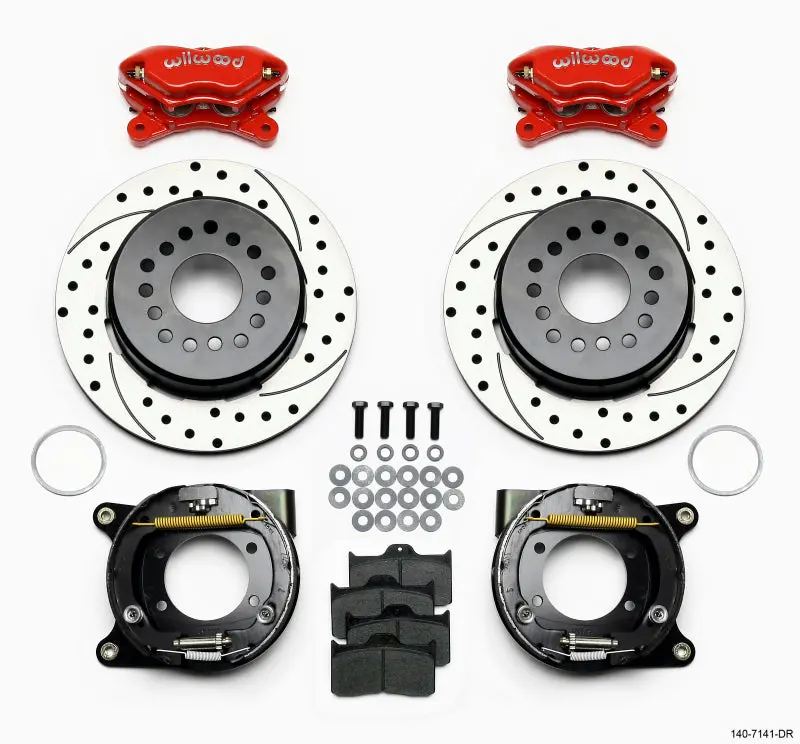 Wilwood Forged Dynalite Power Brake Kit – Red Drilled Rotors For Chevy 12-Bolt Rear W/ C-Clips 1