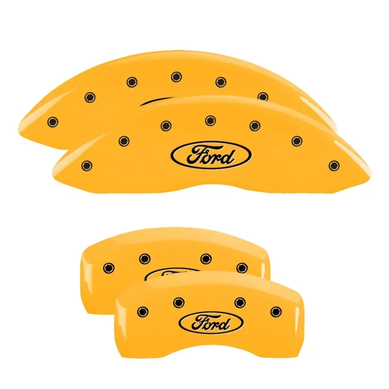 Mgp Engraved Front And Rear Caliper Covers – Oval Logo, Ford Yellow Finish On Black Chrome For 2004 Ford Falcon 1