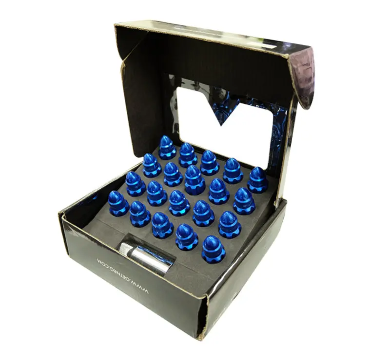 Nrg 500 Series Bullet-Style Steel Lug Nuts – M12×1.5, 21-Piece Set With Lock Key (Blue) 1