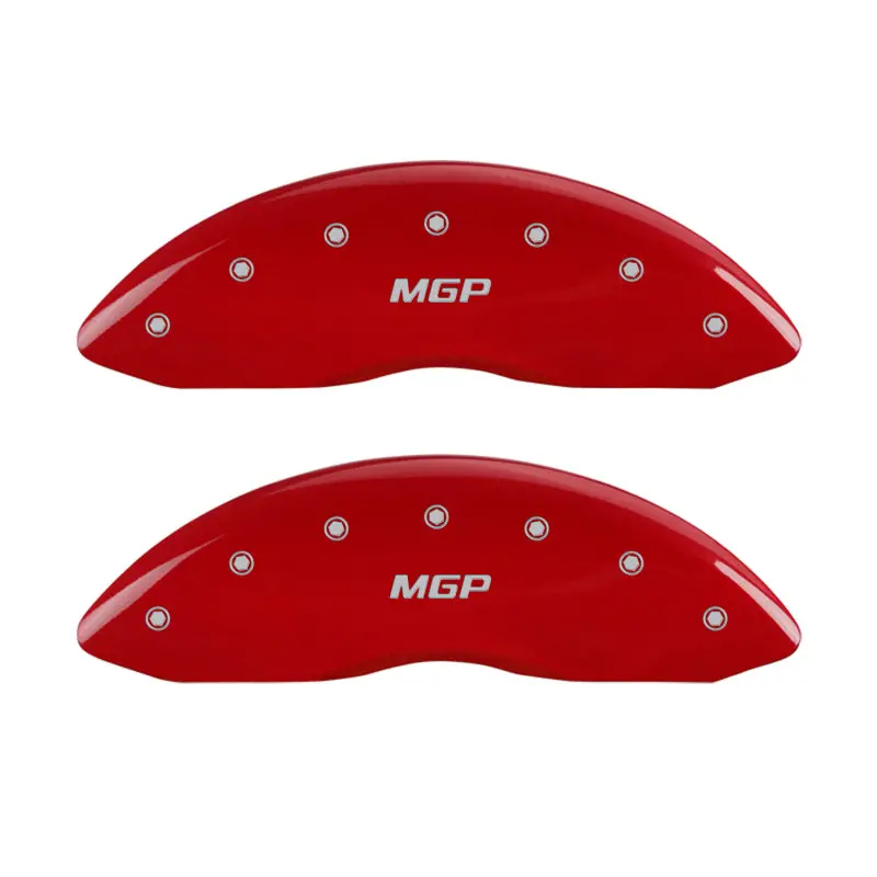 Mgp Engraved Red-Finish Caliper Covers – Front & Rear Set With Silver Chrome Accents 1