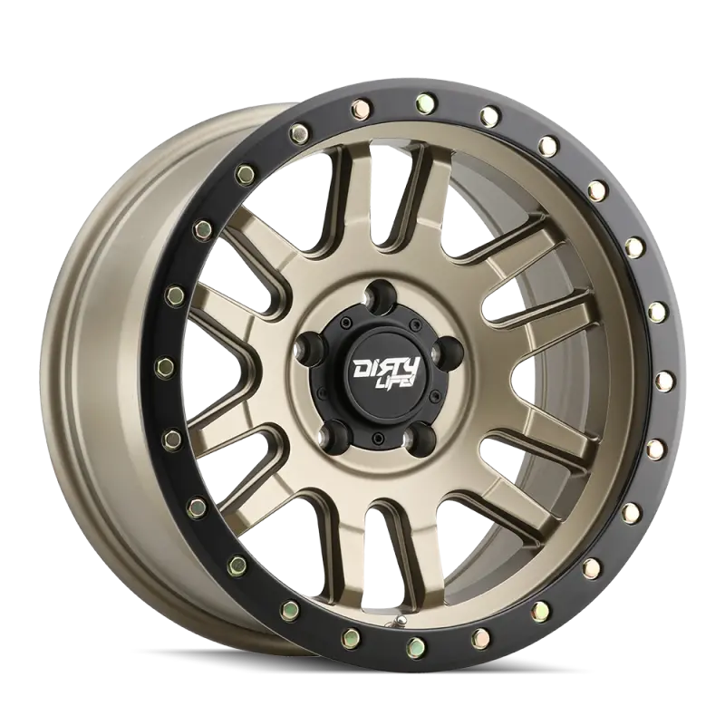 Dirty Life Canyon Pro Beadlock Wheel – 17X9 Inches, 6X135 Bolt Pattern, 0Mm Offset, 87.1Mm Hub Bore, Satin Gold Finish 1