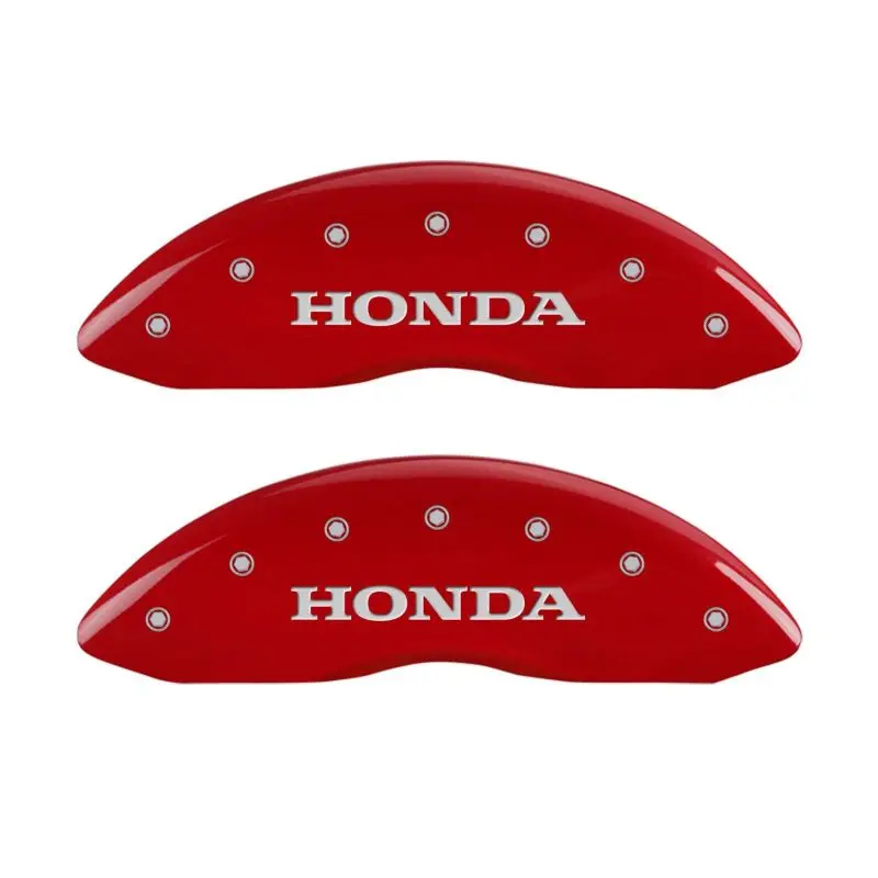Mgp Engraved Caliper Covers For Honda – Front & Rear (Red Finish With Silver Chrome Highlights) 1