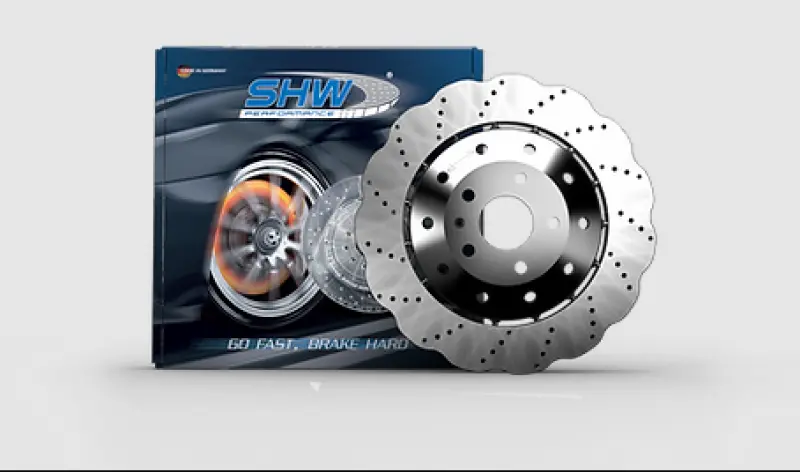 Shw Front Lightweight Wavy Brake Rotors – Drilled & Dimpled For 2014–2020 Audi R8 5.2L (Excludes Ceramic Brake Models) 1