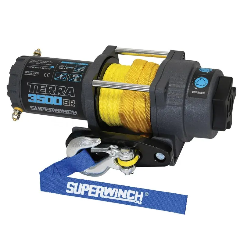 Superwinch Terra 3500Sr Winch – 3,500 Lb Capacity, 12V Dc, Gray Wrinkle Finish With 7/32" × 32' Synthetic Rope 2
