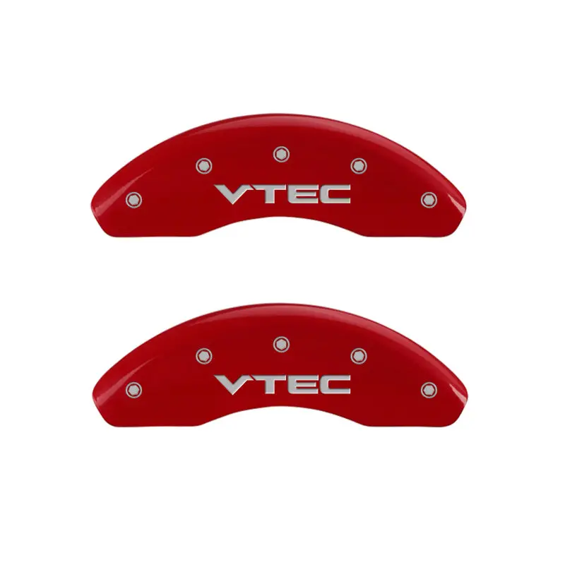 Mgp Engraved 4-Piston Caliper Covers – Front & Rear, Vtec-Themed Red Finish With Silver Chrome Highlights 1
