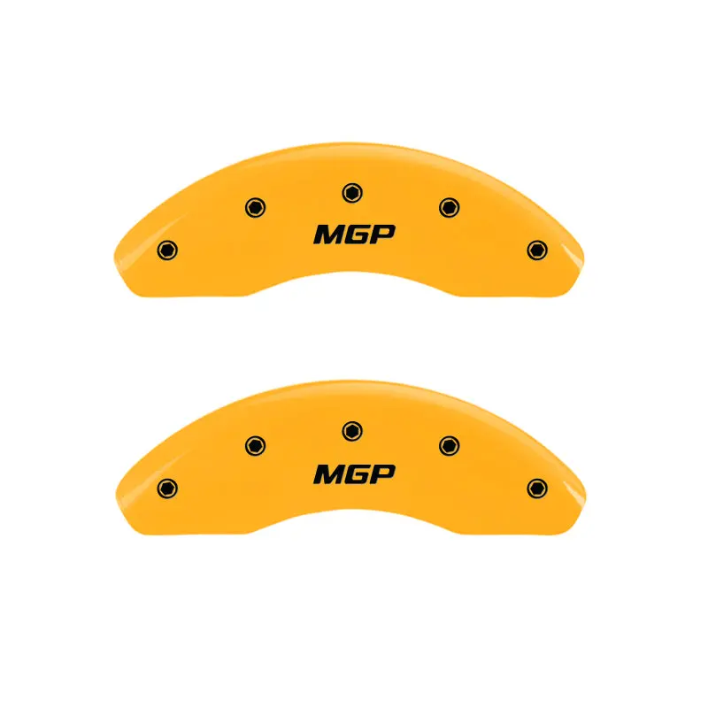 Mgp 4-Piston Caliper Covers – Engraved Front And Rear Set With Yellow Finish And Black Accents 1