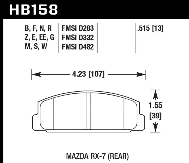 Hawk Blue 9012 Race Rear Brake Pads For 1984–1991 Mazda Rx-7 & 2003–2005 Mazda 6 1
