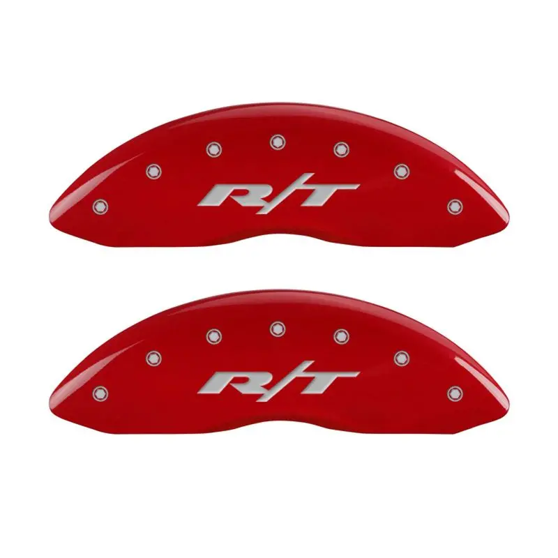 Mgp Engraved Four-Piston Caliper Covers – Front And Rear, Rt1-Truck Red With Silver Accent 1