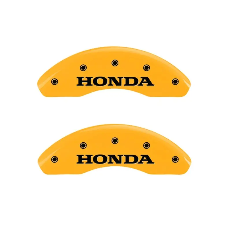 Mgp Engraved 2-Piston Caliper Covers – Honda Yellow Finish With Black Text, Designed For 2007 Honda Civic 1